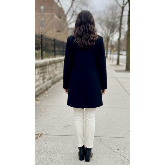 Braetan Women's Warm Wool Blend Black 6 Button Up Pea Coat Jacket Size Medium - Picture 2 of 10